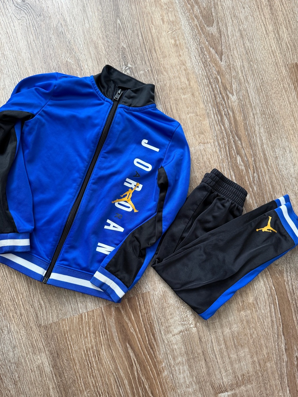 Jordan Boys Blue and Black Matching Set with Gold Jumpman Accent 3-4T